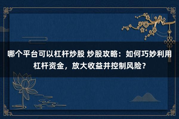 哪个平台可以杠杆炒股 炒股攻略：如何巧妙利用杠杆资金，放大收益并控制风险？