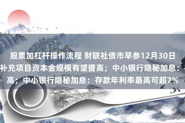 股票加杠杆操作流程 财联社债市早参12月30日|提上限扩范围，专项债补充项目资本金规模有望提高；中小银行隐秘加息：存款年利率最高可超7%