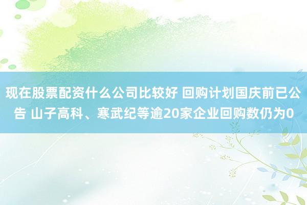 现在股票配资什么公司比较好 回购计划国庆前已公告 山子高科、寒武纪等逾20家企业回购数仍为0
