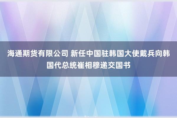 海通期货有限公司 新任中国驻韩国大使戴兵向韩国代总统崔相穆递交国书