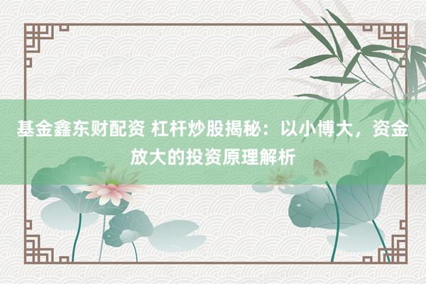 基金鑫东财配资 杠杆炒股揭秘：以小博大，资金放大的投资原理解析