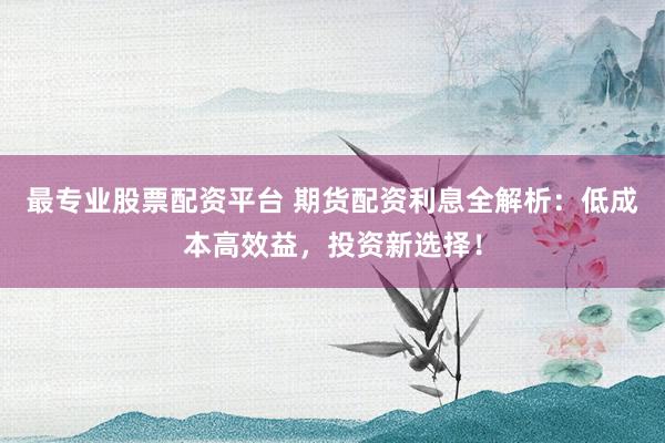 最专业股票配资平台 期货配资利息全解析：低成本高效益，投资新选择！